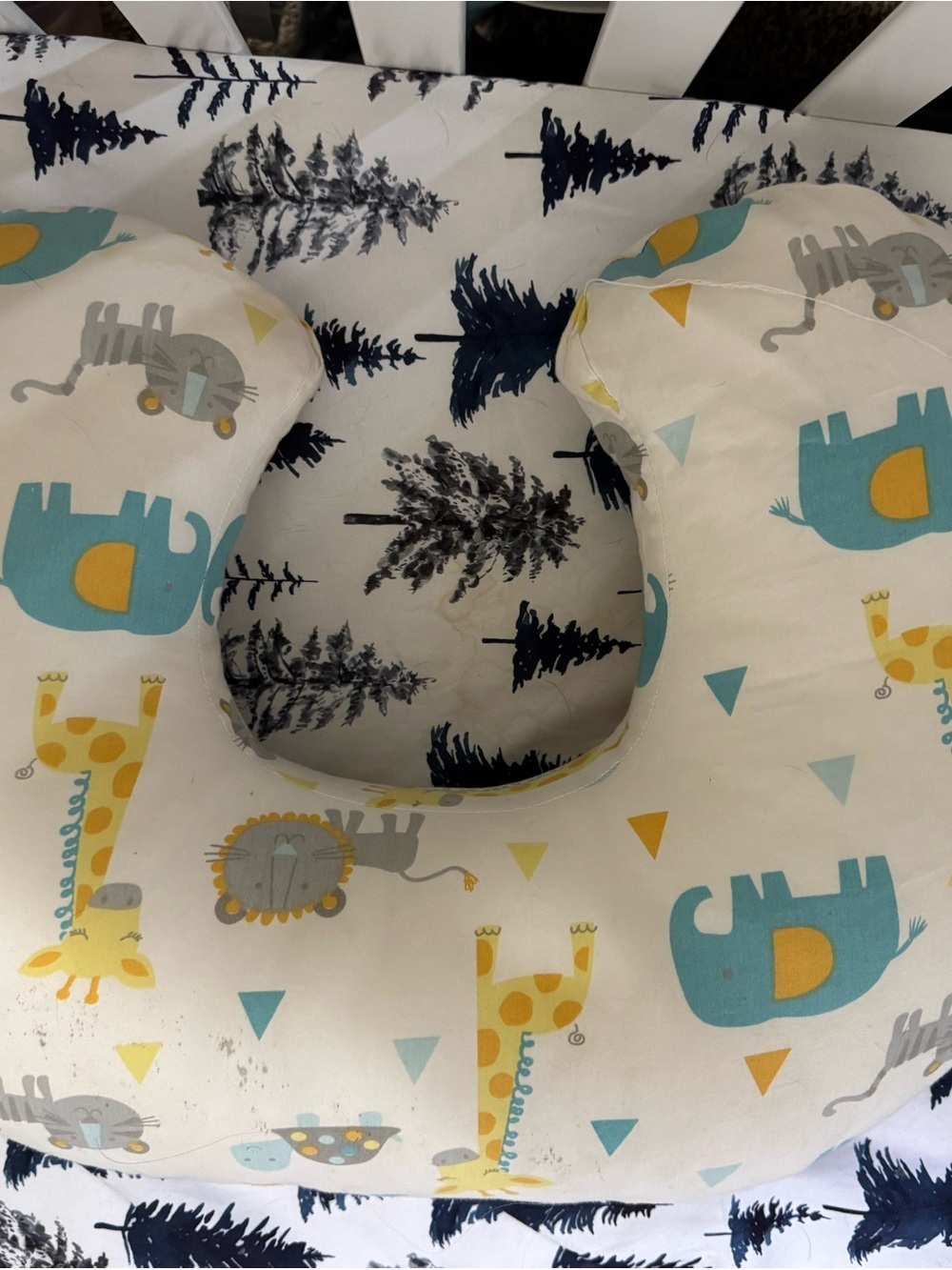 Nursery Feeding Pillow with Teal & Yellow Safari Print